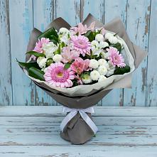 Букет цветов из:  Герберы, Альстромерии и Хризантемы #REPLACE_PRED# Посёлок Подольской машинно-испытательной станции