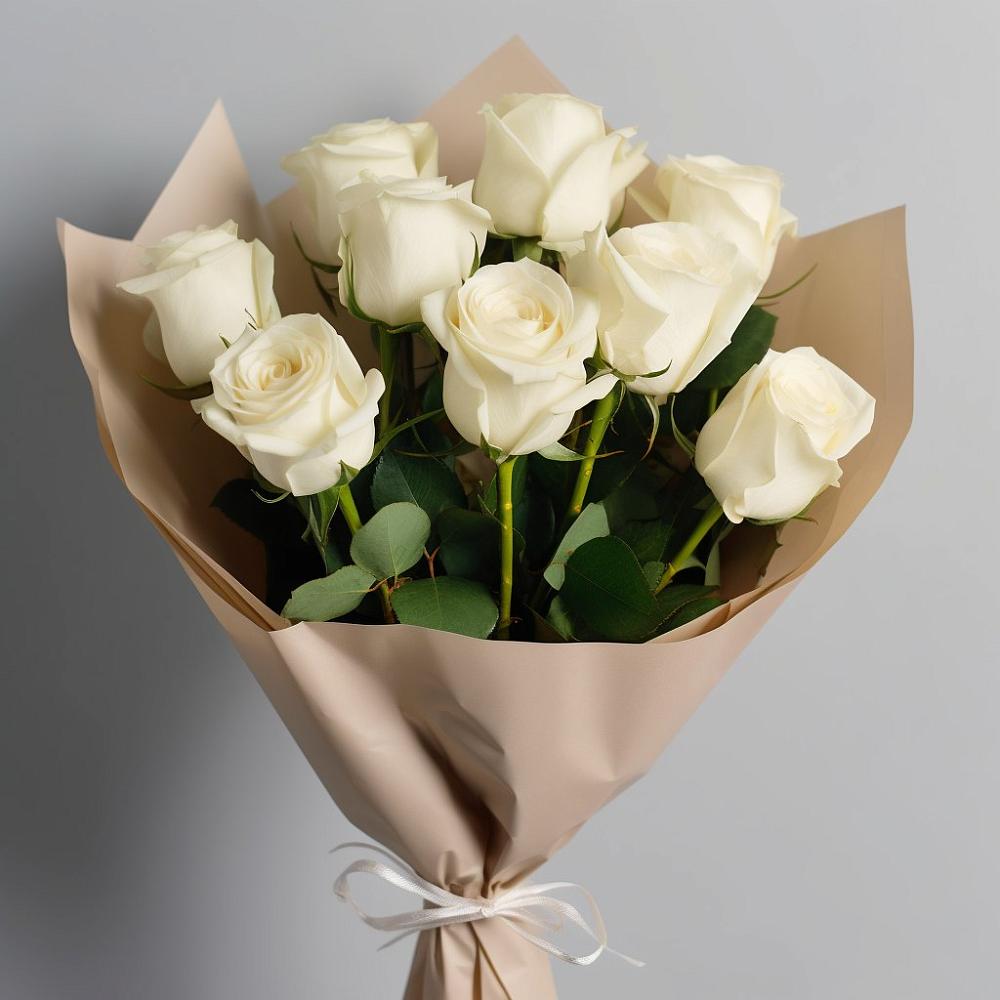 Букет 9 Белых роз Эдлесс Лав в Посёлок Подольской машинно-испытательной станции