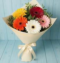 Букет цветов из:  Герберы в Посёлок Подольской машинно-испытательной станции