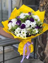 Букет цветов из:  Ирисы, Хризантемы и Ромашки #REPLACE_PRED# Посёлок Подольской машинно-испытательной станции