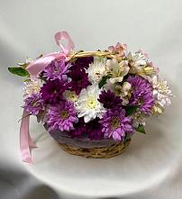 Цветочная композиция из Хризантемы и Альстромерии в корзине #REPLACE_PRED# Посёлок Подольской машинно-испытательной станции