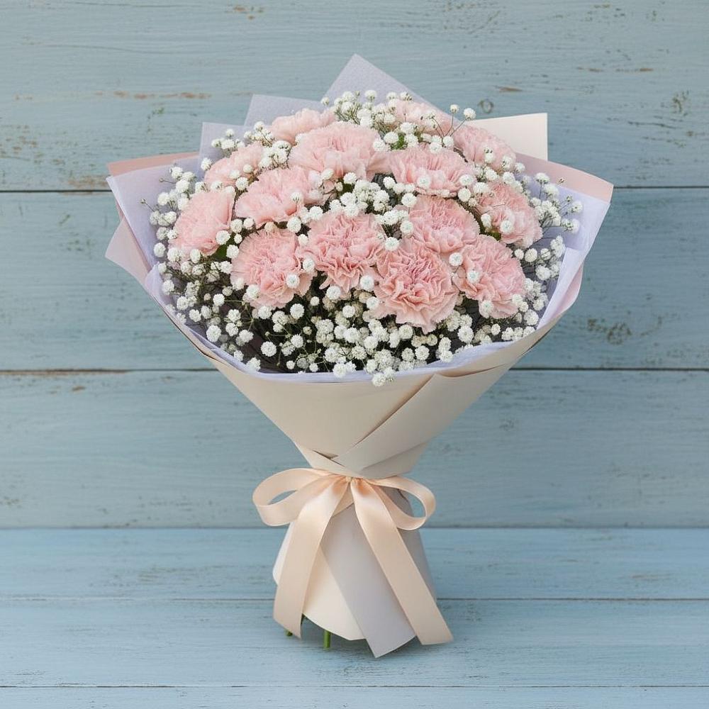 Букет цветов из: Гвоздики в Посёлок Подольской машинно-испытательной станции