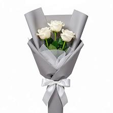 Букет 3 белые розы в Посёлок Подольской машинно-испытательной станции