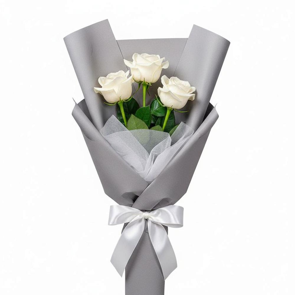 Букет 3 белые розы в Посёлок Подольской машинно-испытательной станции