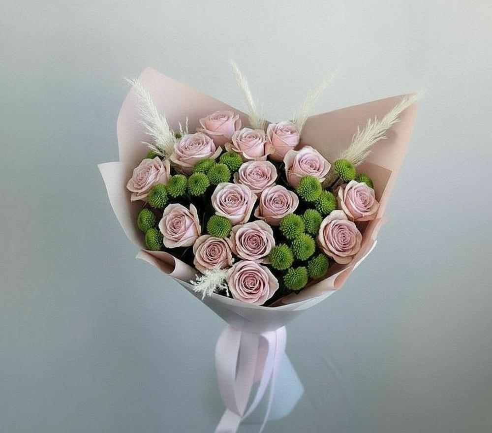 Букет цветов из: Розы и Хризантемы в Посёлок Подольской машинно-испытательной станции