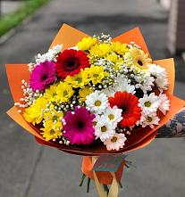 Букет цветов из:  Герберы и Хризантемы #REPLACE_PRED# Посёлок Подольской машинно-испытательной станции