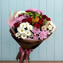 Букет цветов из:  Розы, Хризантемы и Альстромерии в Посёлок Подольской машинно-испытательной станции
