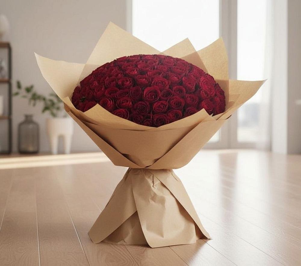 Букет 101 Красная роза в Посёлок Подольской машинно-испытательной станции