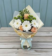Букет цветов из:  Герберы, Розы и Хризантемы в Посёлок Подольской машинно-испытательной станции